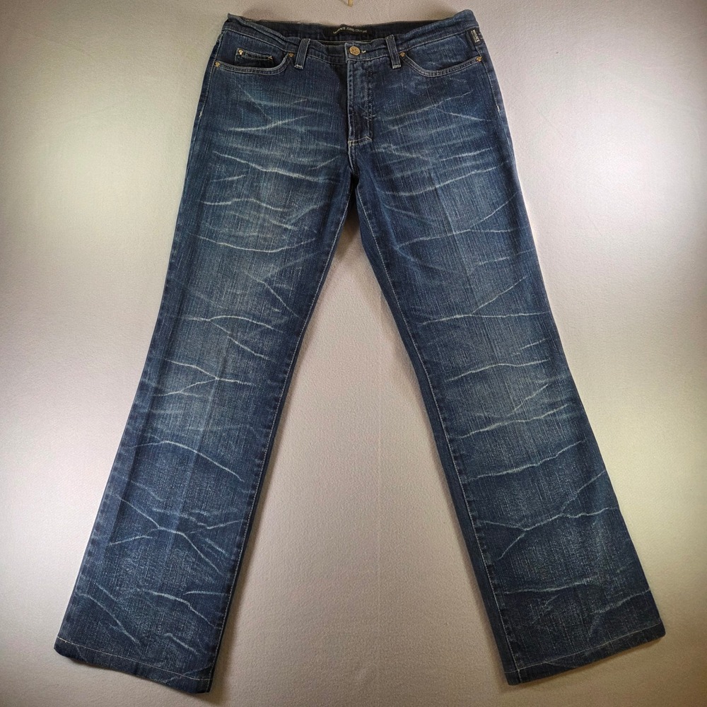 Versace Jeans Couture Mens 33x30 Blue Whiskered Straight Leg Denim Made in Italy - Picture 2 of 9